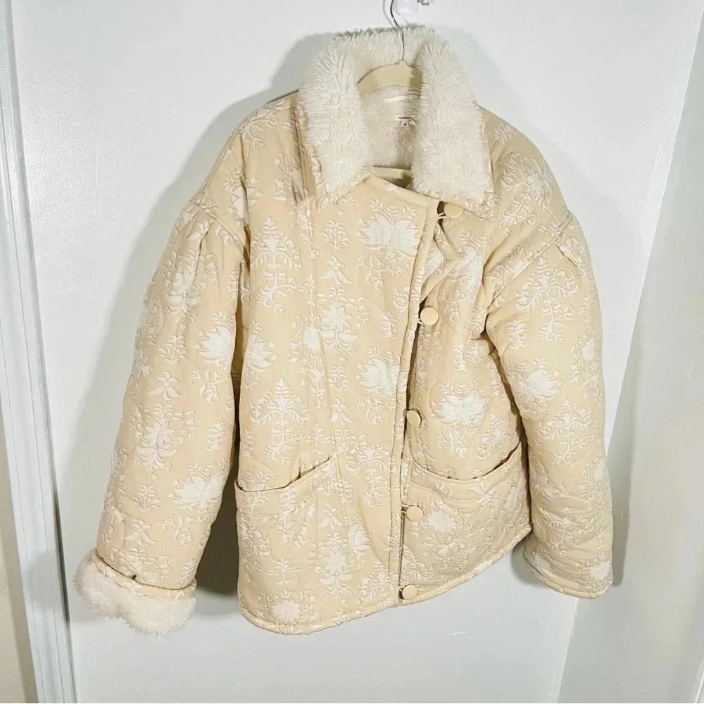 NEW Tularosa Isobel Jacket Beige Ivory Jaipur Sherpa - Picture 4 of 11